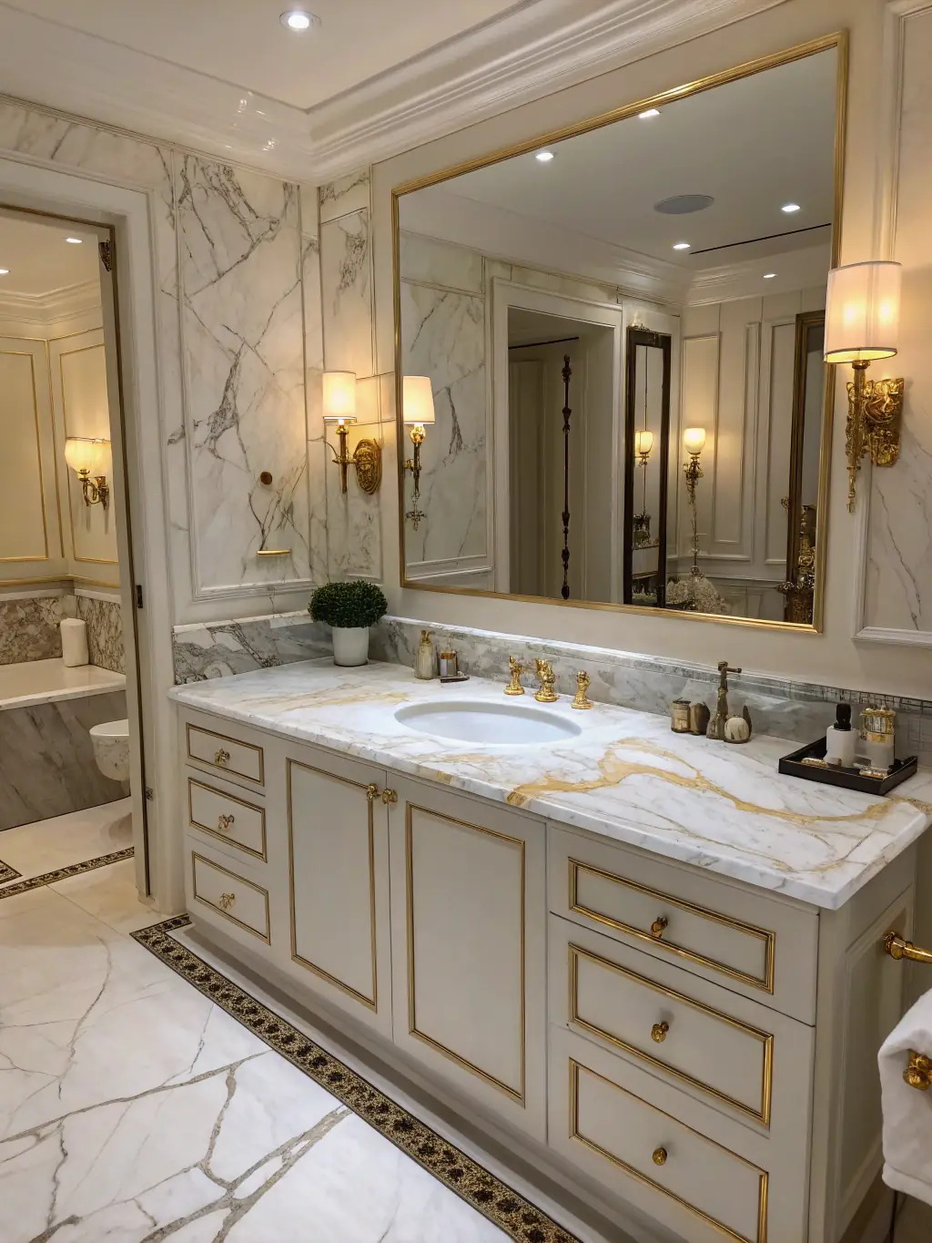 A close-up of a luxurious marble epoxy countertop with intricate veining in a modern kitchen, showcasing the unique and durable custom countertops crafted by Legora Luxe Surfaces.